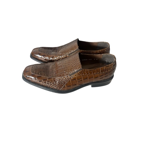 Stacy Adams Loafers‎ Shoes Men\'s 9 M Brown Leather Croc Print Slip On Designer main image 8